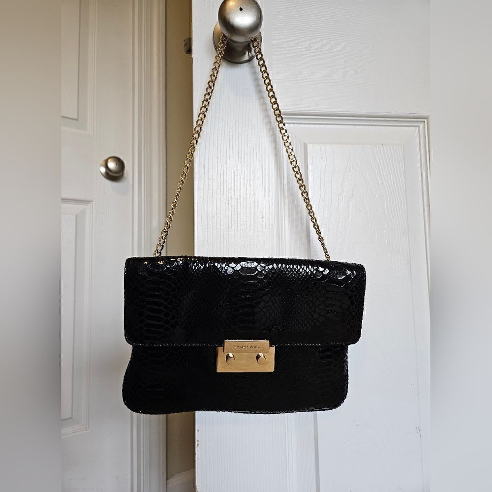 Michael Kors Black & Gold Snake Skin Purse